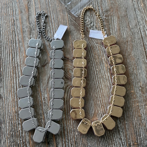 2 Fun Costume Jewelry Sparkly Necklaces Silver/ Clear & Gold/ Fuschia Pink NWT - Picture 7 of 8